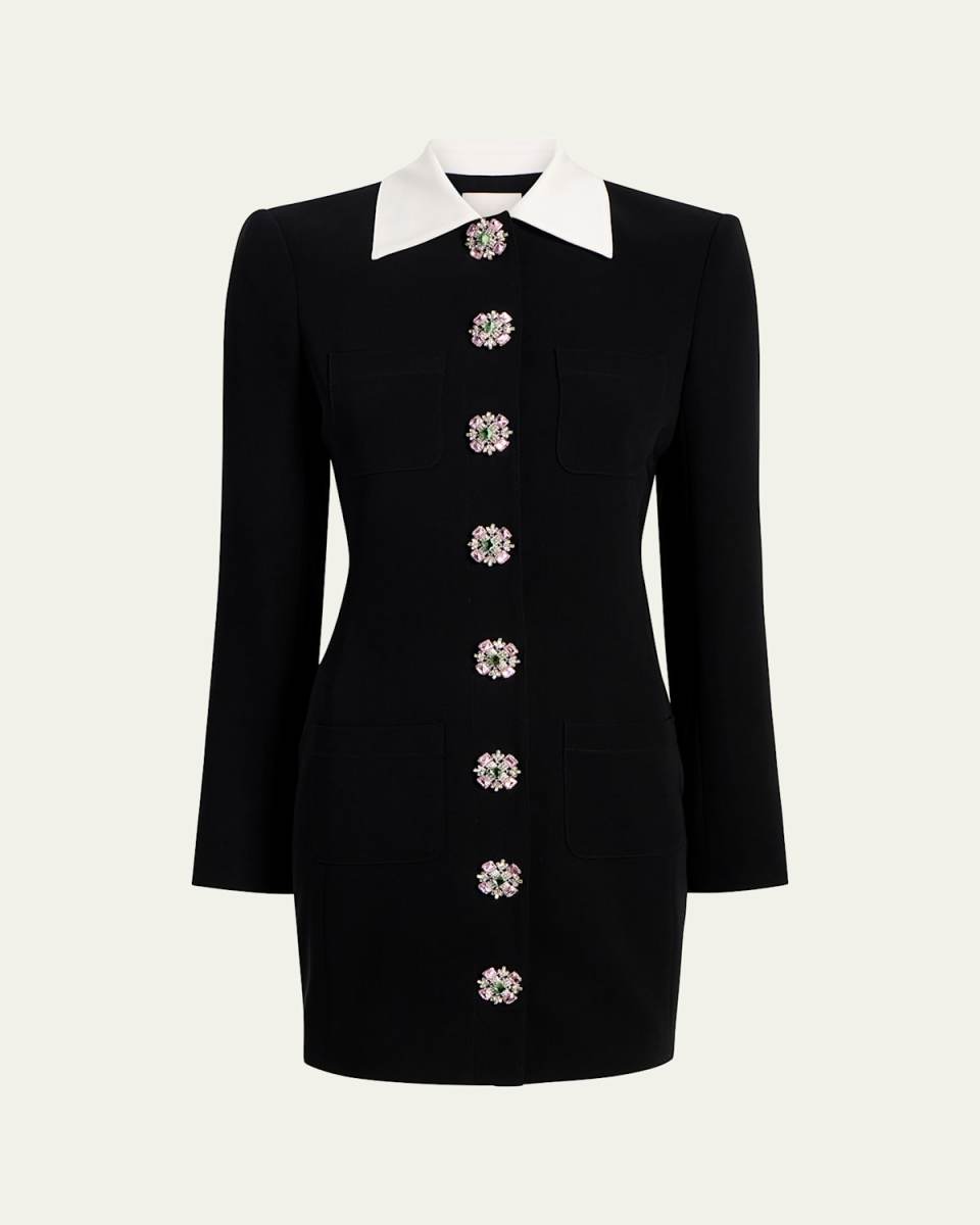 Sheryl Tailored Crystal-Button Mini Dress